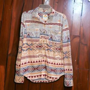 C&C California S Aztec Print Soft Button Up Casual Shirt NWT